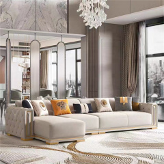 Modern Corner white leather tufted Sofa  Luxury Upholstered L-Shaped Couch for Living Room, Soft Comfortable Seating