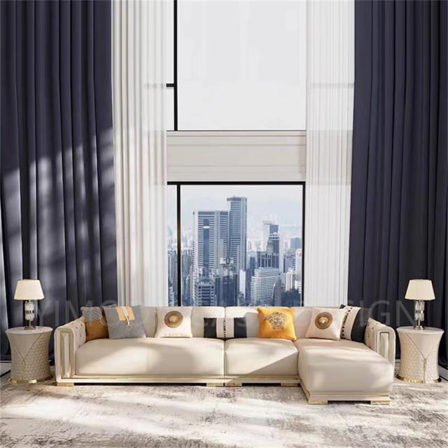 Modern Corner white leather tufted Sofa  Luxury Upholstered L-Shaped Couch for Living Room, Soft Comfortable Seating