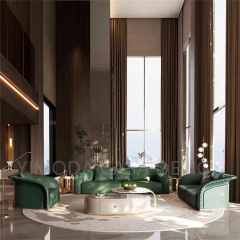 Luxury Italian Furniture Green Leather Sofa Set Combination Couch Sofa Living Room Apartment Hotel Sofa Set Furniture