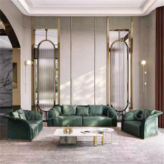 Luxury Italian Furniture Green Leather Sofa Set Combination Couch Sofa Living Room Apartment Hotel Sofa Set Furniture