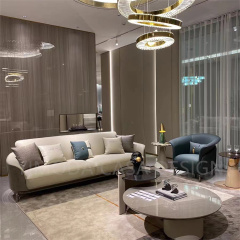 Modern Beige Leather 1-2-3 Seater Sofa Sofa Luxury Designer Hotel Living Room Furniture Beige Leather Straight Sofa Set