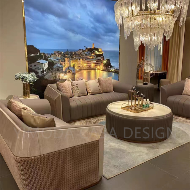 Modern elegant 1+2+3 Combination Sofa Set Beautiful Leather with Purple Lounge Sofa For Villa Apartment Home Furniture
