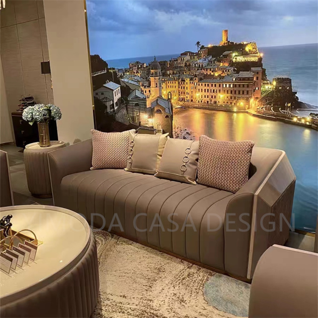 Modern elegant 1+2+3 Combination Sofa Set Beautiful Leather with Purple Lounge Sofa For Villa Apartment Home Furniture