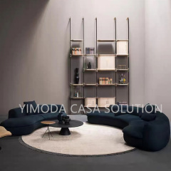 High Quality Comfort Sofa Villa Living Room Sofa Modular Curved shaped yellow Couch Modern Luxury New Design L Shape curved arc Sectional Sofa