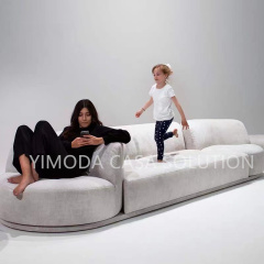 Modern Italian Minimalist Style white fabric comfortable straight Sofa with swivel armchair Light Luxury comfiortable white functional sectional sofa