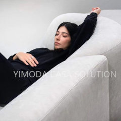 Modern Italian Minimalist Style white fabric comfortable straight Sofa with swivel armchair Light Luxury comfiortable white functional sectional sofa