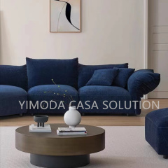 Modern Italian Minimalist Style soft blue Fabric comfortable Sofa Light Luxury Villas Luxurious comfiortable L shape arc corner sectional sofa
