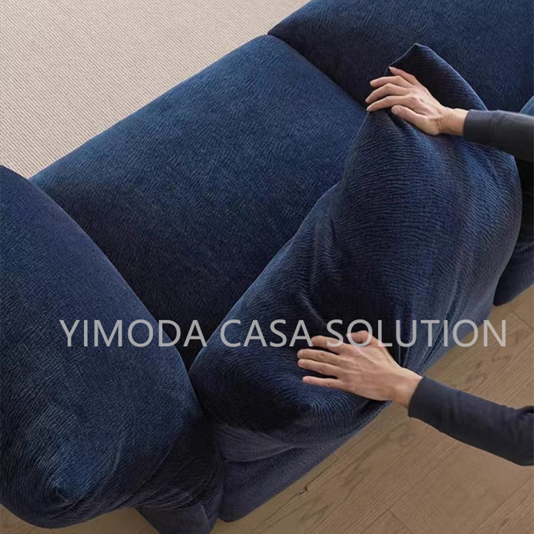 Modern Italian Minimalist Style soft blue Fabric comfortable Sofa Light Luxury Villas Luxurious comfiortable L shape arc corner sectional sofa