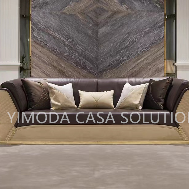 Villa Designs Modern Style Light Luxury Living Room Furniture Set Customize Blackl White leather contrast color leather Sofas for Sale Home Furniture