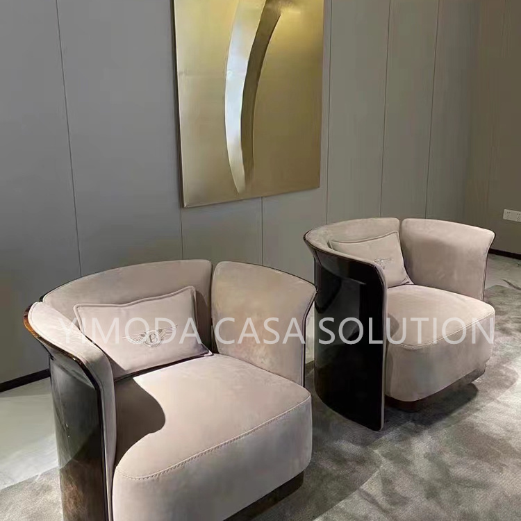 Modern Luxury Living Room Furniture Brown Veneer back beige fabric upholstery Sectional Sofa Set Modular 1123 seater Couch for Hotels Villas