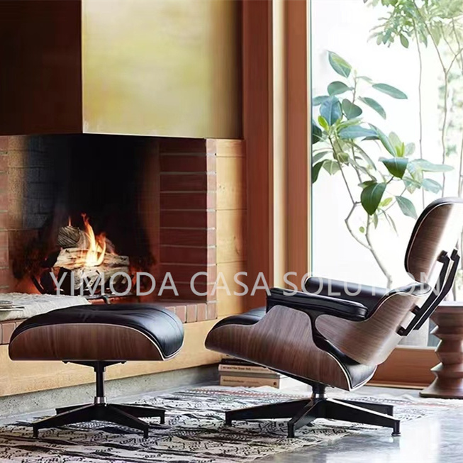 Contemporary Modern chesterfield white leather armchair with wood veneer back Living Room leisure white leather armsofa with footstool