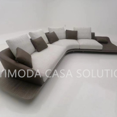 Italian Modern Villa Furniture Luxury Sofa Set L shaped white Fabric upholstery couch with black leather back Material for Living Room corner arc linen sofa trend sofas