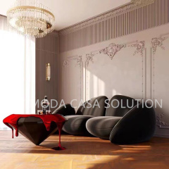 Italian Light Luxury designer art black velvet Sofa Living Room Small High-end Villa Modern Simple Black Art Sofa