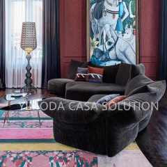 Italian Light Luxury designer art black velvet Sofa Living Room Small High-end Villa Modern Simple Black Art Sofa