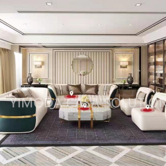 Italian Modern Luxury Modular Sectional 1123 seater white green leather Sofa Set in Genuine Leather for Villa & Hotel Living Rooms