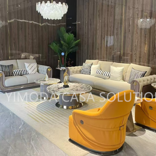 High End Italian Modern Leather Modular Sectional Villa 1123 seater Couch Sofa Set chesterfield beige leather sofa