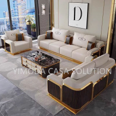 Hotel office villa Living Room Orange Sofa Set New Arrival with Orange Leather white leather contrast color sofa Living Room Furniture