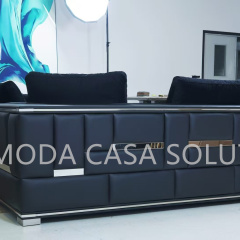 Modern Minimalist Small-sized Living Room Home Sofa, L shape silver metal black velvet villa Modern Sofa, Customizable Furniture Combination Sofa