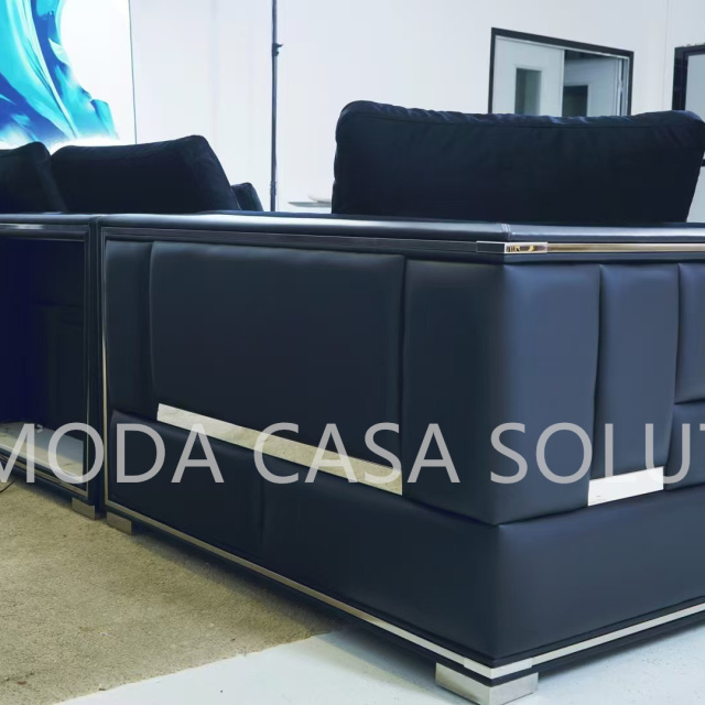 Modern Minimalist Small-sized Living Room Home Sofa, L shape silver metal black velvet villa Modern Sofa, Customizable Furniture Combination Sofa