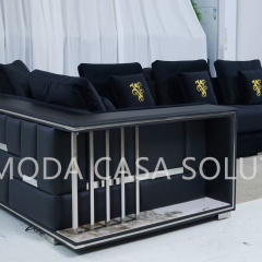 Modern Minimalist Small-sized Living Room Home Sofa, L shape silver metal black velvet villa Modern Sofa, Customizable Furniture Combination Sofa