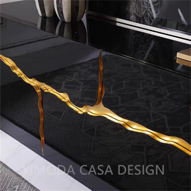 Italian Luxury Designer Black Golden Wooden Cabinet Handmade Art buffet cabinet  For Living Room And Dining Room