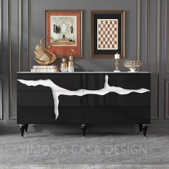 Light Luxury White Cabinet Sideboard Buffet Dining Room Living Room Whole House Customization White Golden carved Sideboards Buffet Cabinets