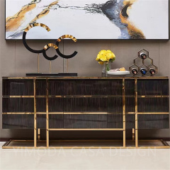 Modern Black Glossy Wood Golden metal decor Dining Cabinet Buffet Cabinet Dining Room Living Room Antique Black Golden Sideboards