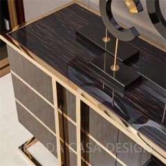 Modern Black Glossy Wood Golden metal decor Dining Cabinet Buffet Cabinet Dining Room Living Room Antique Black Golden Sideboards