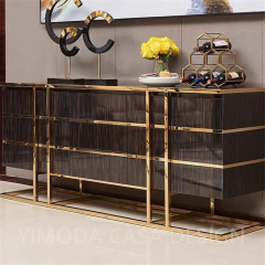 Modern Black Glossy Wood Golden metal decor Dining Cabinet Buffet Cabinet Dining Room Living Room Antique Black Golden Sideboards