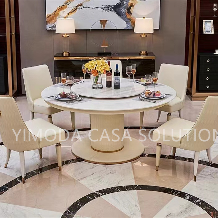 Luxury Design Round White Marble top Dining Table 6 Seats Luxury Golden Stainless Steel Frame Rectangle Marble Dining Table