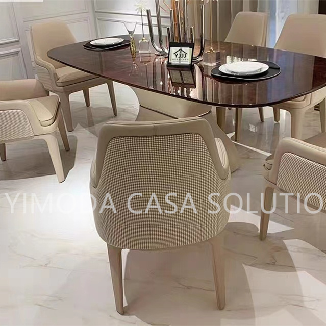 Customizable Luxury High Quality Travertine Marble Dining Table Modern Design 6 8-Seater Handcrafted Furniture for Dining Rooms