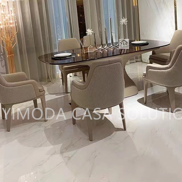 Customizable Luxury High Quality Travertine Marble Dining Table Modern Design 6 8-Seater Handcrafted Furniture for Dining Rooms
