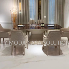 Customizable Luxury High Quality Travertine Marble Dining Table Modern Design 6 8-Seater Handcrafted Furniture for Dining Rooms
