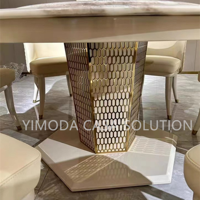 Customizable Modern White Marble Round Dining Table Special luxury round white marble top dining table with golden base