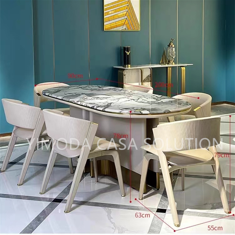 Natural stone top Dining Table Luxury High-end Marble Top Dining Table High Quality Dining Room Furniture for Villa and Hotel