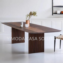 Luxury Brown Dining Table Design Furniture Italian Modern Wooden Rectangular Shape Brown Dining Table