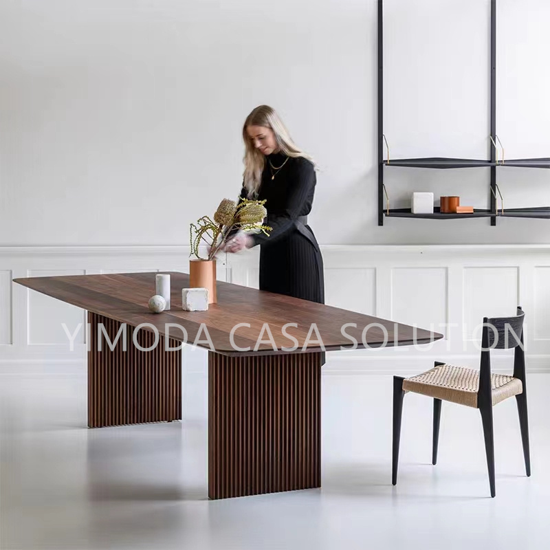 Luxury Brown Dining Table Design Furniture Italian Modern Wooden Rectangular Shape Brown Dining Table