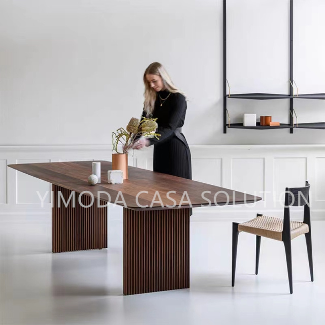 Luxury Brown Dining Table Design Furniture Italian Modern Wooden Rectangular Shape Brown Dining Table