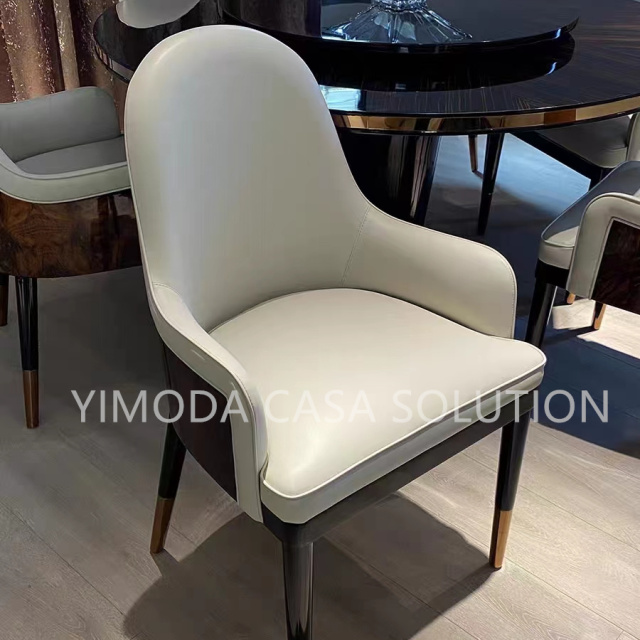 Luxury New Design High Quality Home Furniture Round Brown glossy Top Dining Table Set