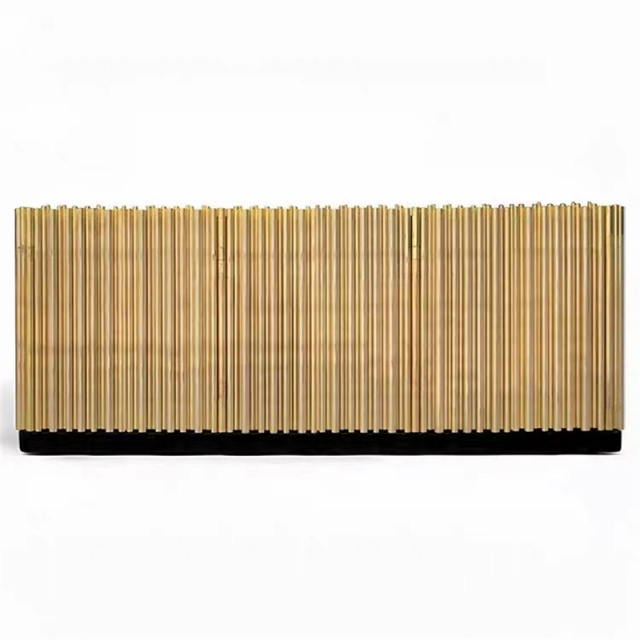 Customized High End Luxury High Gloss Golden Stainless Steel Bronze color Luxury Storage buffet cabinet Dining Sideboard Cabinet