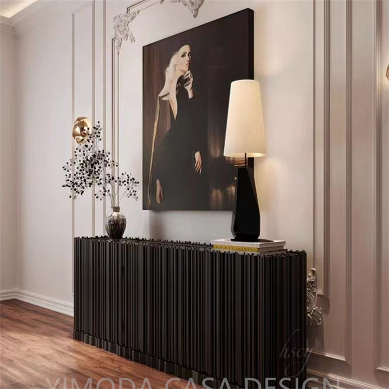 Customized High End Luxury High Gloss Golden Stainless Steel Bronze color Luxury Storage buffet cabinet Dining Sideboard Cabinet