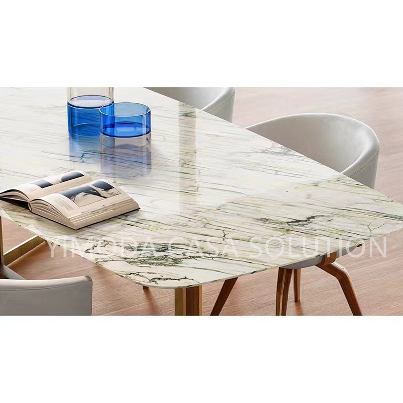 Luxury natural marble top Dining Table Luxury High-end Marble Top Dining Table High Quality Dining Room Furniture for Villa and Hotel