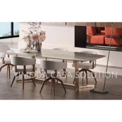 Luxury natural marble top Dining Table Luxury High-end Marble Top Dining Table High Quality Dining Room Furniture for Villa and Hotel