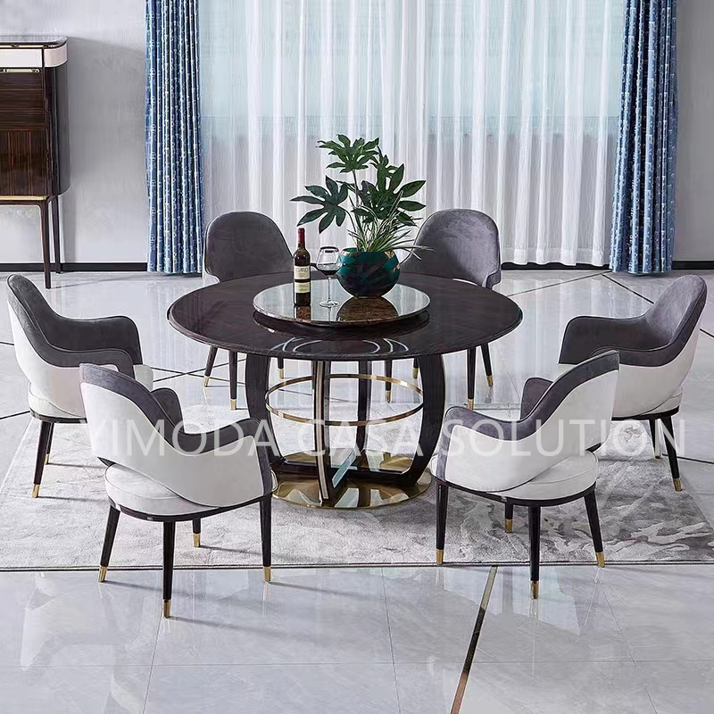 Modern Luxury Gold Stainless Steel And White Natural Marble Long Dining Table For Villa House Apartment