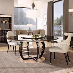 Modern Luxury Gold Stainless Steel And White Natural Marble Long Dining Table For Villa House Apartment