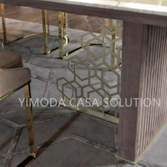 High Quality Modern Luxury Brown Marble top Stone Slab Big Slab art dining Table set