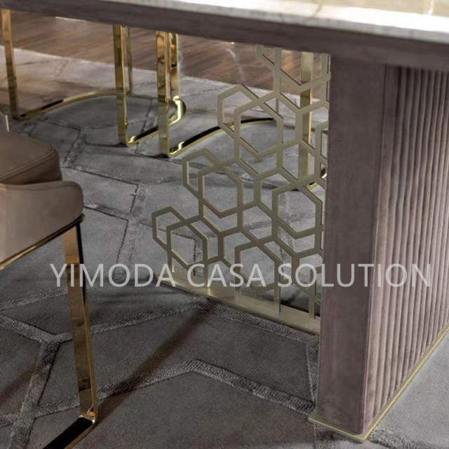 High Quality Modern Luxury Brown Marble top Stone Slab Big Slab art dining Table set
