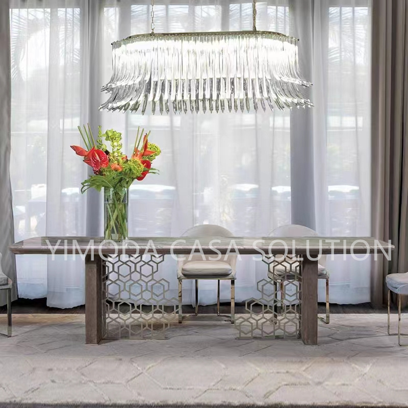 High Quality Modern Luxury Brown Marble top Stone Slab Big Slab art dining Table set