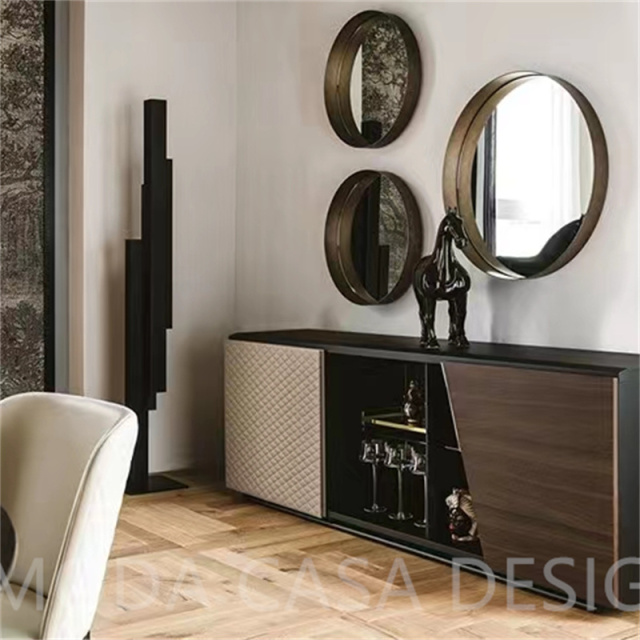 Large Capacity Luxury Modern Brown Wooden Buffet Table Art Home Furniture Brown Dining Cabinet storage cabinet
