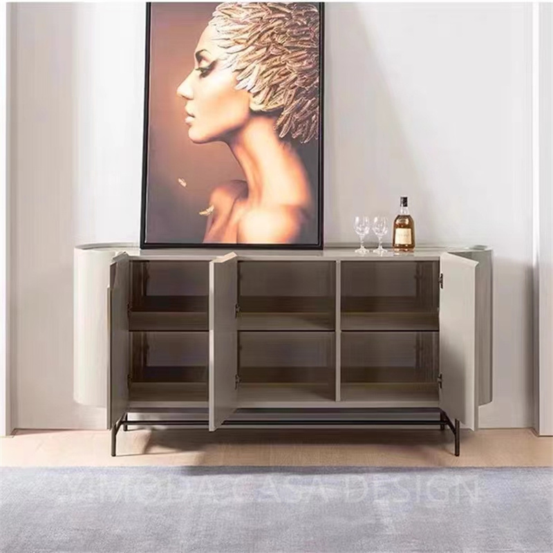 Modern Luxury Grey Sideboard Buffet Cabinet Stylish Grey painting Storage Solution for Dining Console Table Serving Dining Cabinet